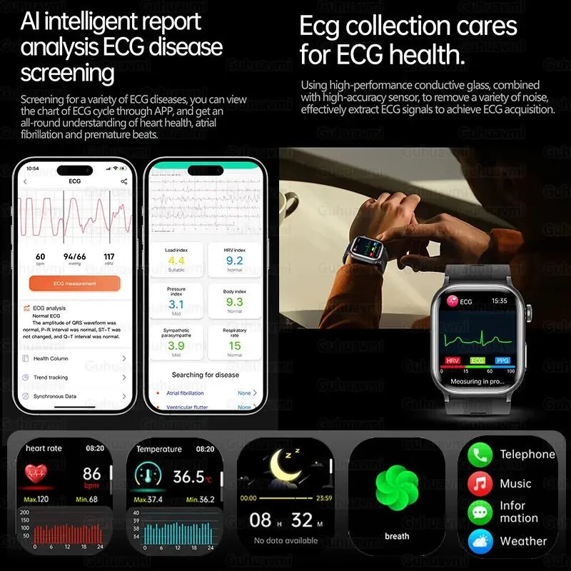 2025 New For XIAOMI Ultra Air Bag SmartWatch Men Blood Fat ECG+PPG Blood Pressure Broadcast NFC HD BT Call Health Bracelet Woman - Reboot Athletic Power – Santé, Sport et Récupération à domicile