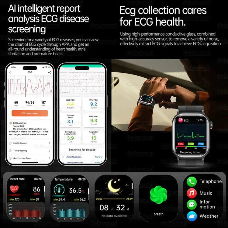2025 New For XIAOMI Ultra Air Bag SmartWatch Men Blood Fat ECG+PPG Blood Pressure Broadcast NFC HD BT Call Health Bracelet Woman - Reboot Athletic Power – Santé, Sport et Récupération à domicile