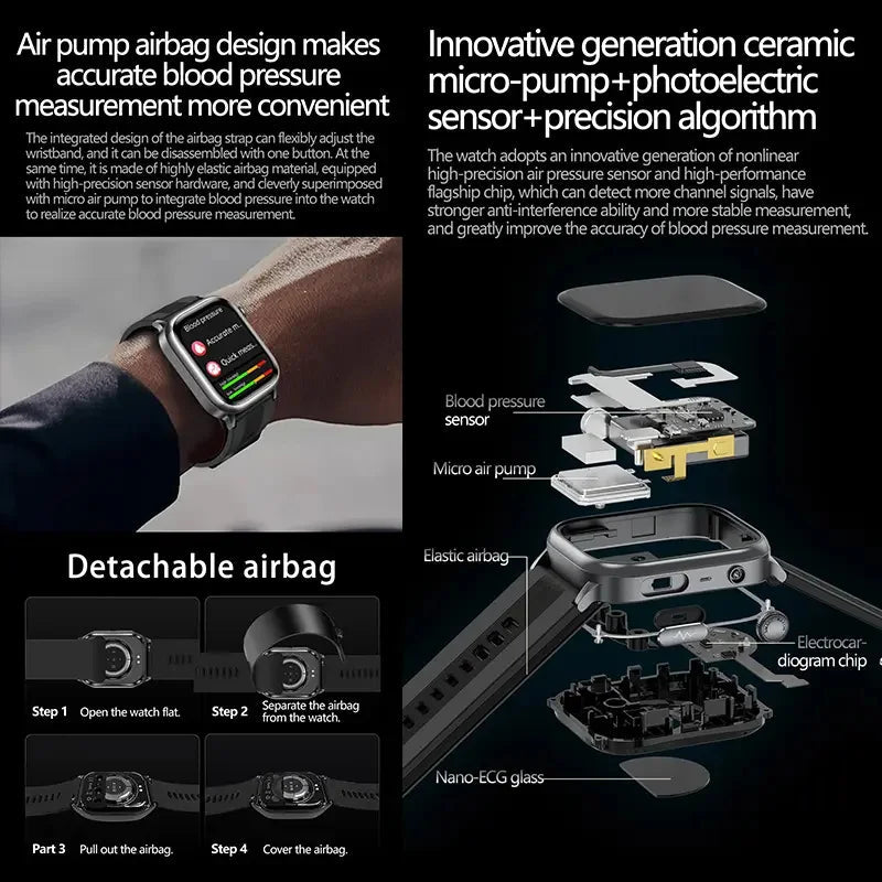 2025 New For XIAOMI Ultra Air Bag SmartWatch Men Blood Fat ECG+PPG Blood Pressure Broadcast NFC HD BT Call Health Bracelet Woman - Reboot Athletic Power – Santé, Sport et Récupération à domicile