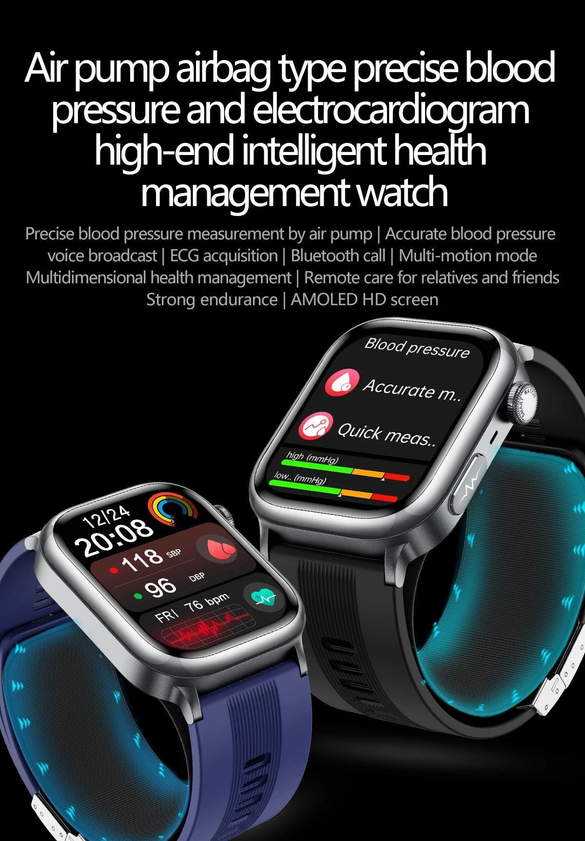 2025 New For XIAOMI Ultra Air Bag SmartWatch Men Blood Fat ECG+PPG Blood Pressure Broadcast NFC HD BT Call Health Bracelet Woman - Reboot Athletic Power – Santé, Sport et Récupération à domicile