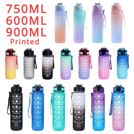 3Sizes Sports Water Bottle Gradient Color Motivational Bottle with Time Marker Leak - proof Cup Gym Outdoor Drinkware - Reboot Athletic Power – Santé, Sport et Récupération à domicile