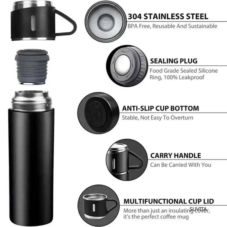 500ML Stainless Steel Vacuum Flask Office Business Style Gift Set Thermos Bottle Outdoor Hot Water Thermal Insulation Couple Cup - Reboot Athletic Power – Santé, Sport et Récupération à domicile