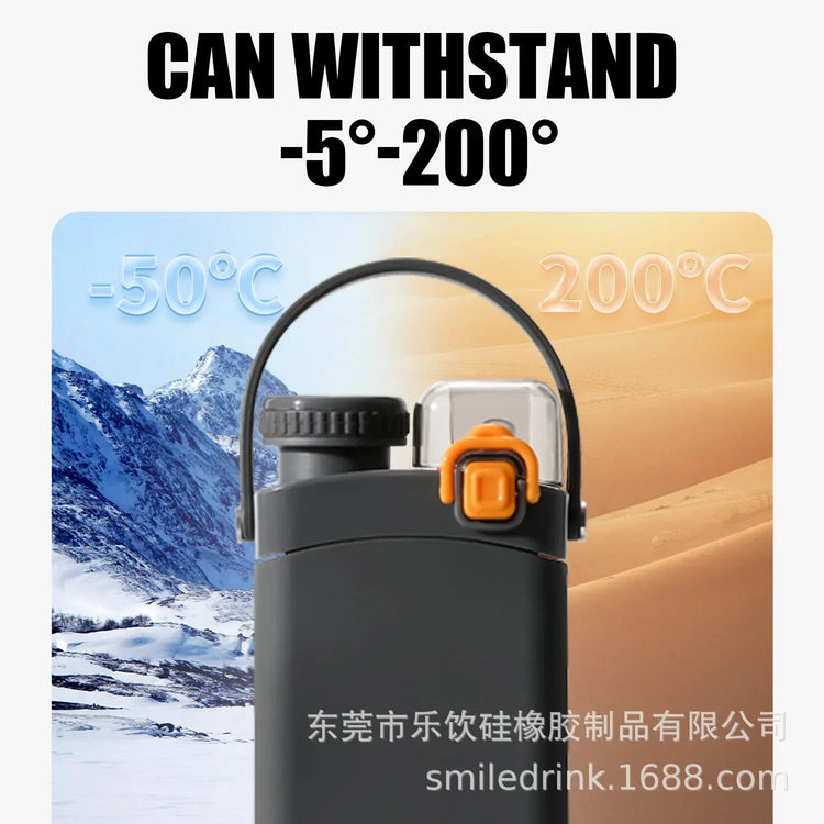 600ml Collapsible Sports Water Bottle Food - Grade Silicone Flip - Top Straw Cup with Handle for Outdoor Hiking Cycling Camping - Reboot Athletic Power – Santé, Sport et Récupération à domicile