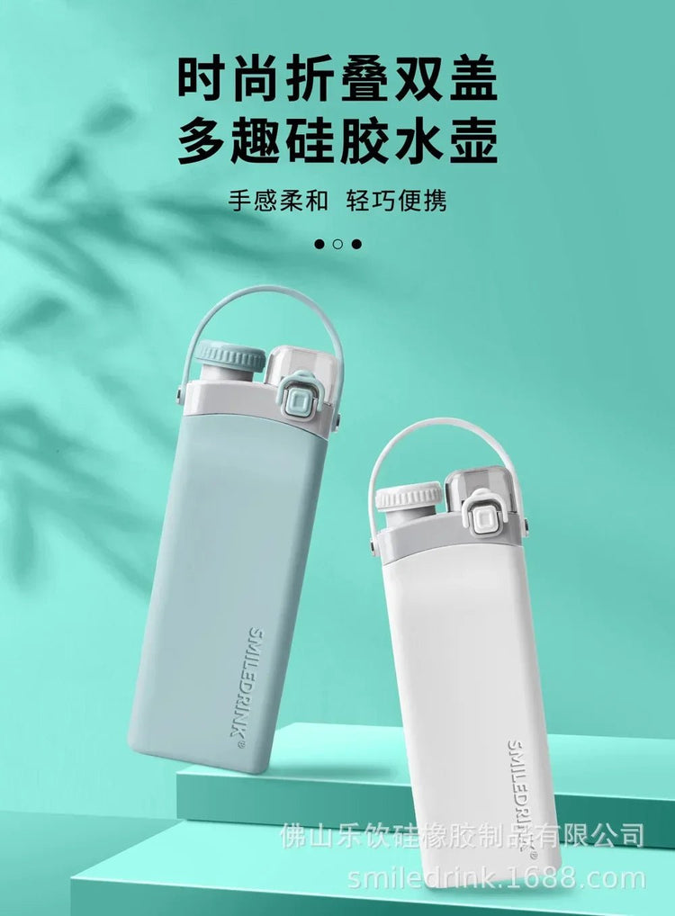 600ml Collapsible Sports Water Bottle Food - Grade Silicone Flip - Top Straw Cup with Handle for Outdoor Hiking Cycling Camping - Reboot Athletic Power – Santé, Sport et Récupération à domicile