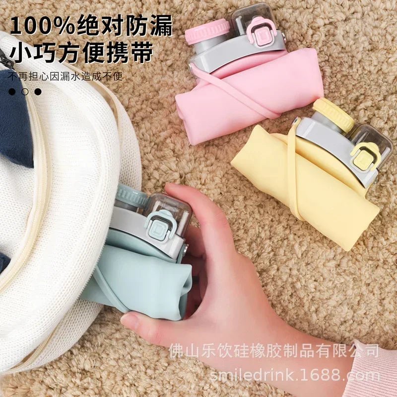 600ml Collapsible Sports Water Bottle Food - Grade Silicone Flip - Top Straw Cup with Handle for Outdoor Hiking Cycling Camping - Reboot Athletic Power – Santé, Sport et Récupération à domicile