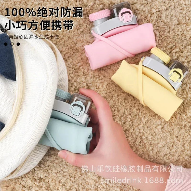 600ml Collapsible Sports Water Bottle Food - Grade Silicone Flip - Top Straw Cup with Handle for Outdoor Hiking Cycling Camping - Reboot Athletic Power – Santé, Sport et Récupération à domicile