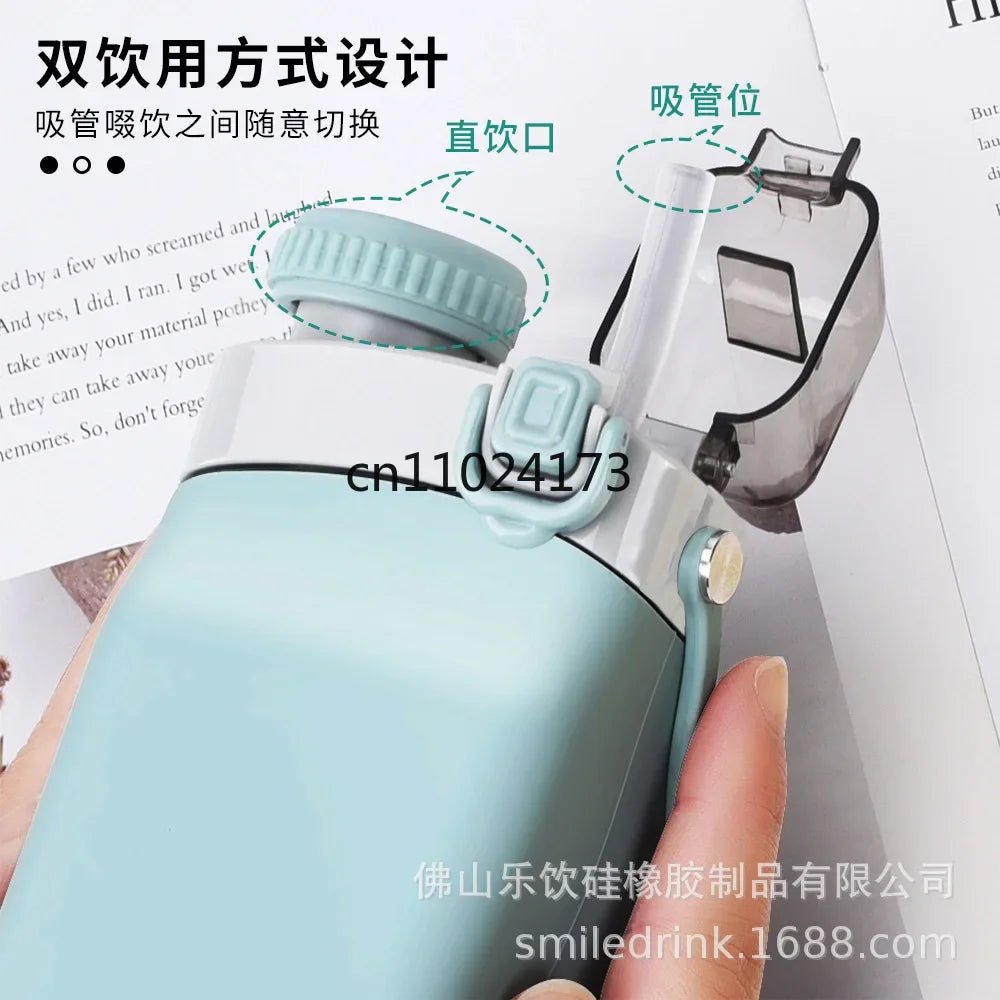 600ml Collapsible Sports Water Bottle Food - Grade Silicone Flip - Top Straw Cup with Handle for Outdoor Hiking Cycling Camping - Reboot Athletic Power – Santé, Sport et Récupération à domicile