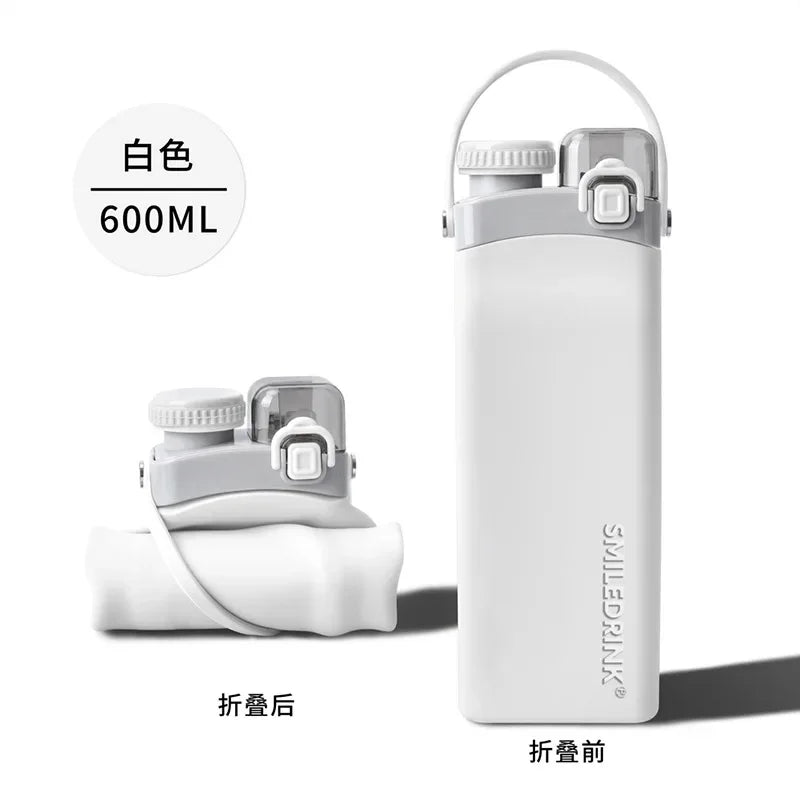 600ml Collapsible Sports Water Bottle Food - Grade Silicone Flip - Top Straw Cup with Handle for Outdoor Hiking Cycling Camping - Reboot Athletic Power – Santé, Sport et Récupération à domicile