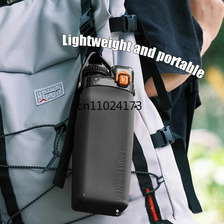 600ml Collapsible Sports Water Bottle Food - Grade Silicone Flip - Top Straw Cup with Handle for Outdoor Hiking Cycling Camping - Reboot Athletic Power – Santé, Sport et Récupération à domicile