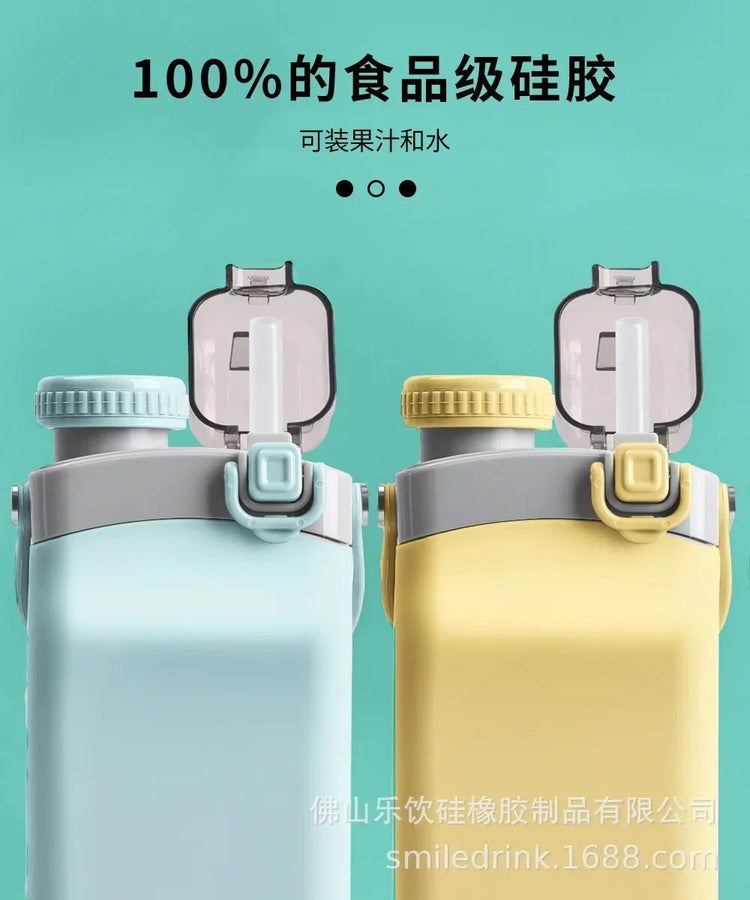 600ml Collapsible Sports Water Bottle Food - Grade Silicone Flip - Top Straw Cup with Handle for Outdoor Hiking Cycling Camping - Reboot Athletic Power – Santé, Sport et Récupération à domicile