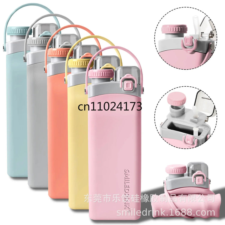 600ml Collapsible Sports Water Bottle Food - Grade Silicone Flip - Top Straw Cup with Handle for Outdoor Hiking Cycling Camping - Reboot Athletic Power – Santé, Sport et Récupération à domicile
