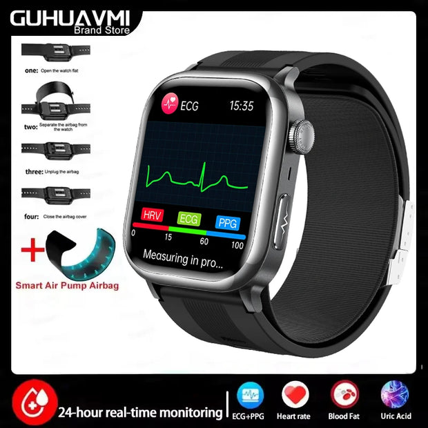 2025 New For XIAOMI Ultra Air Bag SmartWatch Men Blood Fat ECG+PPG Blood Pressure Broadcast NFC HD BT Call Health Bracelet Woman