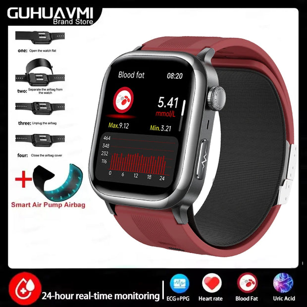 2025 New For XIAOMI Ultra Air Bag SmartWatch Men Blood Fat ECG+PPG Blood Pressure Broadcast NFC HD BT Call Health Bracelet Woman