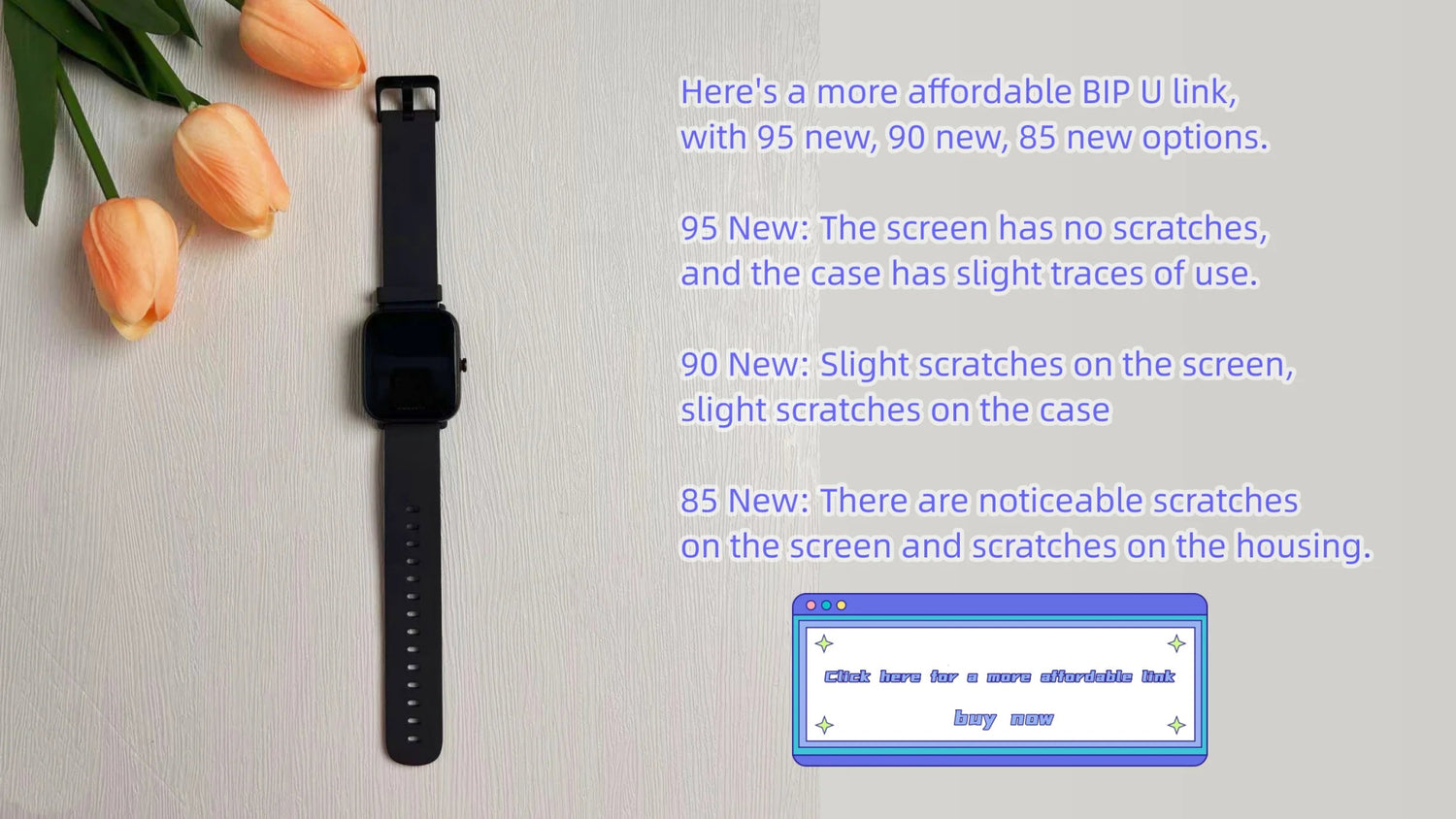 Amazfit Smartwatch BIP U Bluetooth 60 + Sports Mode 5ATM Waterproof Heart Rate Monitoring Sports Watch 95New Exhibition Watches - Reboot Athletic Power – Santé, Sport et Récupération à domicile