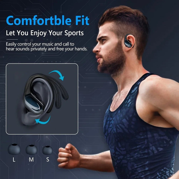 Écouteurs Bluetooth 5.3 True Wireless avec micro, commandes par bouton, réduction du bruit, crochets d&