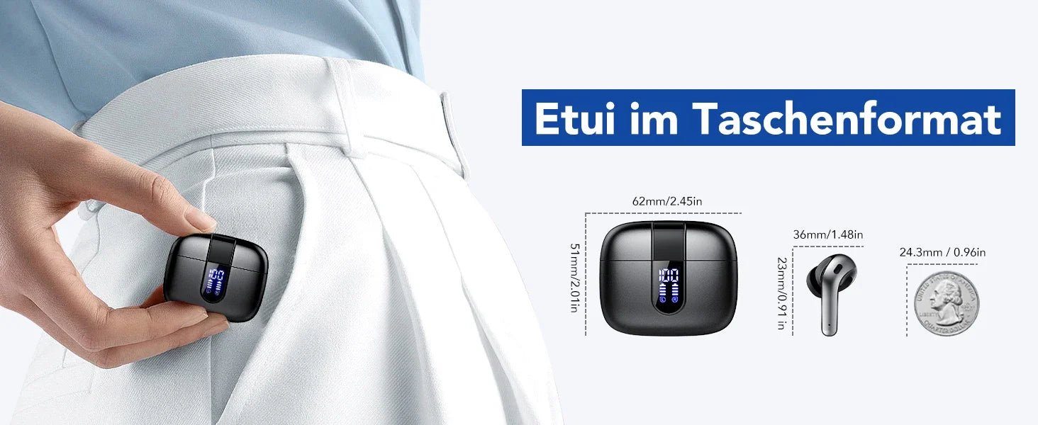 Écouteurs sans fil avec Bluetooth 5.3, réduction du bruit ENC pour les appels grâce à quatre microphones, autonomie de 50 heures. - Reboot Athletic Power – Santé, Sport et Récupération à domicile