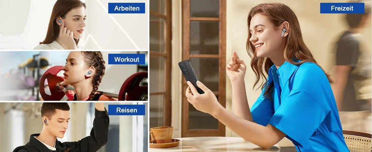 Écouteurs sans fil avec Bluetooth 5.3, réduction du bruit ENC pour les appels grâce à quatre microphones, autonomie de 50 heures. - Reboot Athletic Power – Santé, Sport et Récupération à domicile