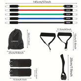 Ensemble de Bandes de Résistance (11 pcs) Accessoires de Gym à Domicile Portables - Empilables jusqu&