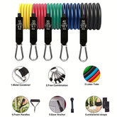 Ensemble de Bandes de Résistance (11 pcs) Accessoires de Gym à Domicile Portables - Empilables jusqu&