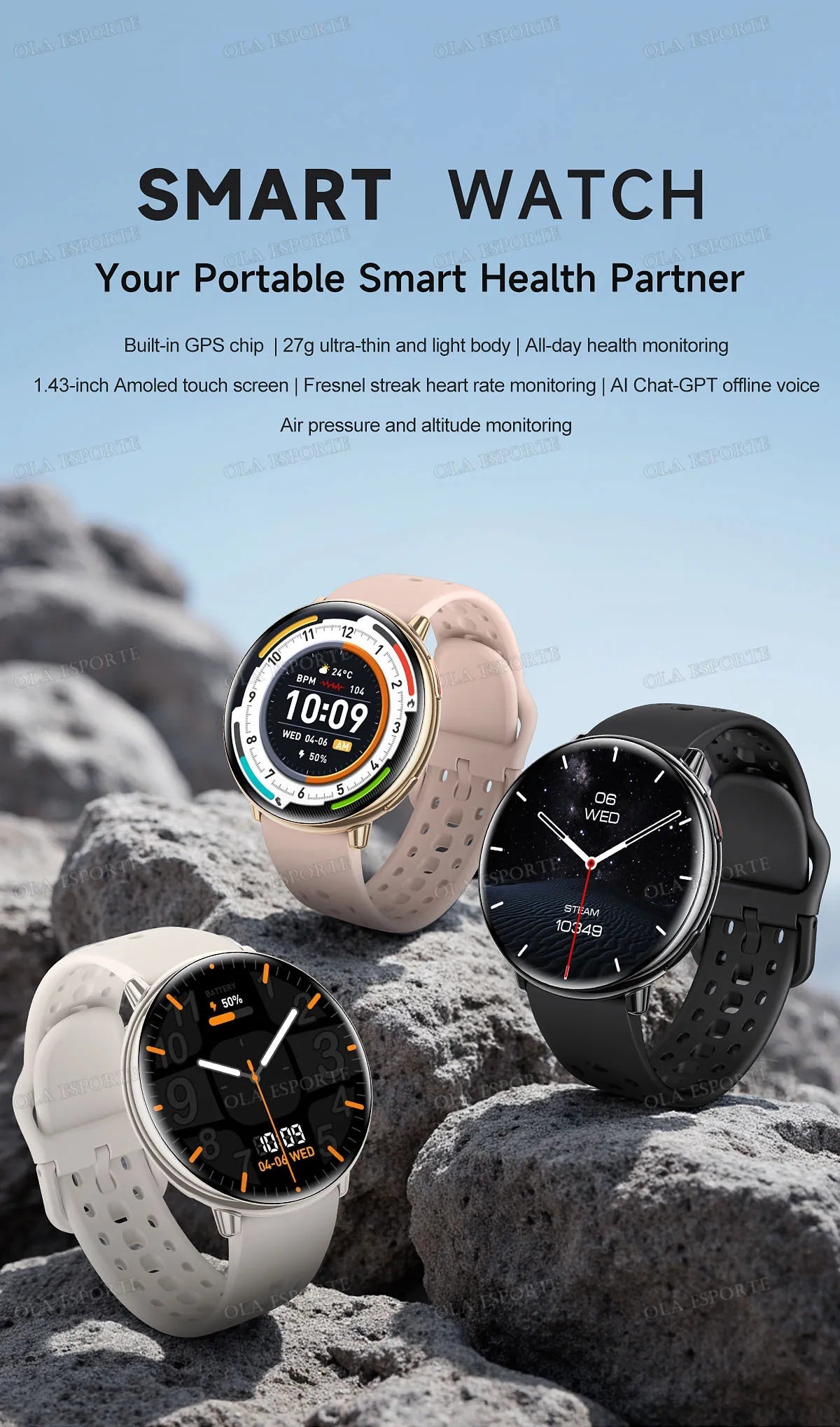 For Amazfit Active 2 GPS Smart Watch Men Women Ai GPT Amoled Waterproof Sport SmartWatch Compass NFC BT Call Watches for - Reboot Athletic Power – Santé, Sport et Récupération à domicile