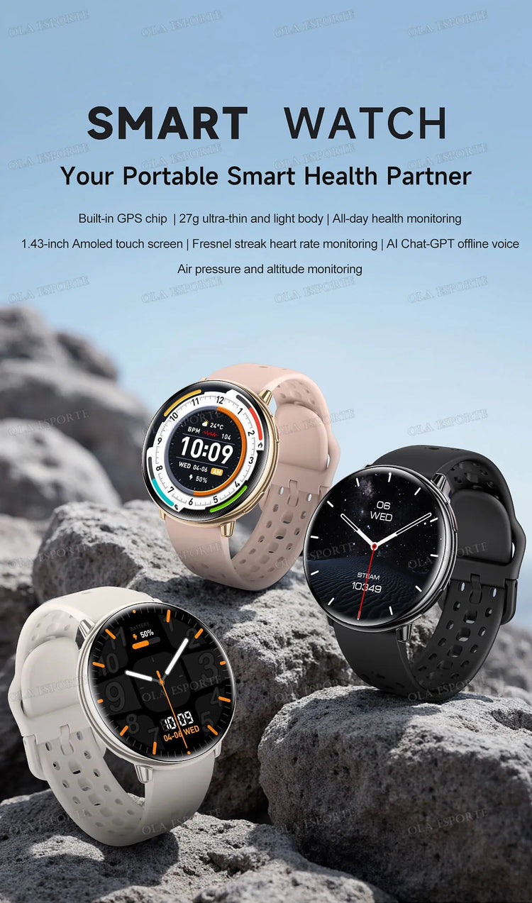 For Amazfit Active 2 GPS Smart Watch Men Women Ai GPT Amoled Waterproof Sport SmartWatch Compass NFC BT Call Watches for - Reboot Athletic Power – Santé, Sport et Récupération à domicile
