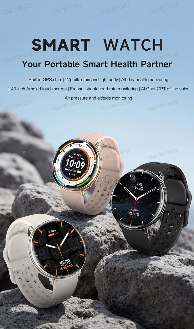 For Amazfit Active 2 GPS Smart Watch Men Women Ai GPT Amoled Waterproof Sport SmartWatch Compass NFC BT Call Watches for - Reboot Athletic Power – Santé, Sport et Récupération à domicile