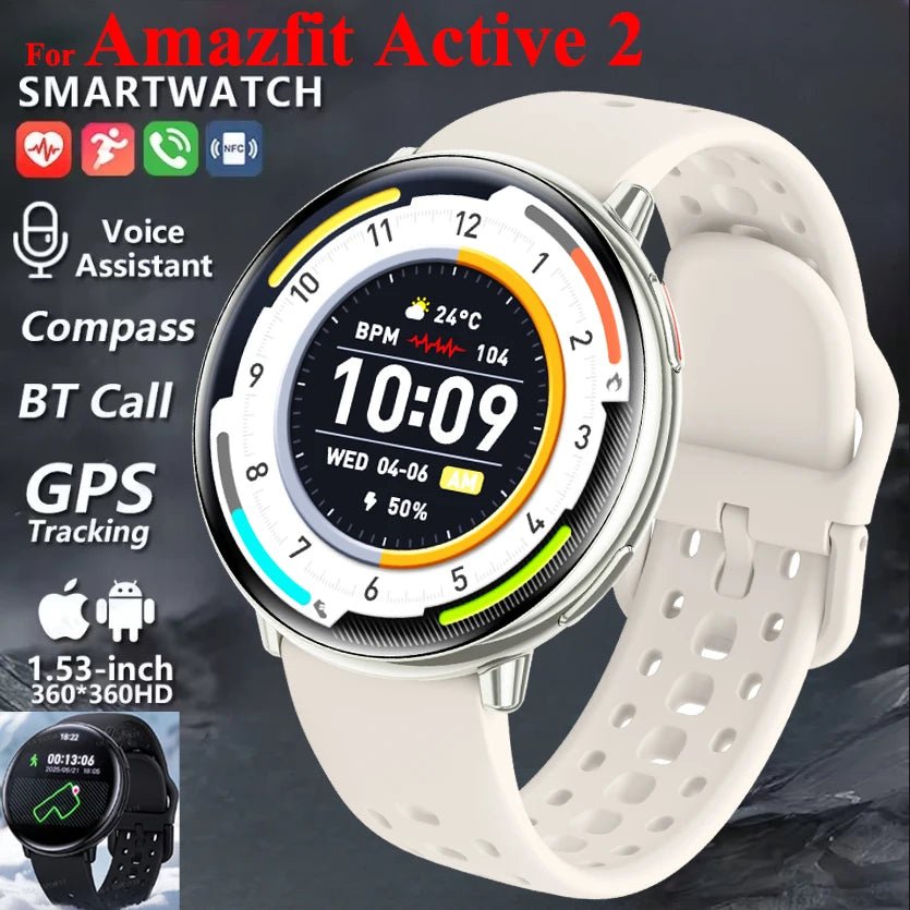 For Amazfit Active 2 GPS Smart Watch Men Women Ai GPT Amoled Waterproof Sport SmartWatch Compass NFC BT Call Watches for - Reboot Athletic Power – Santé, Sport et Récupération à domicile