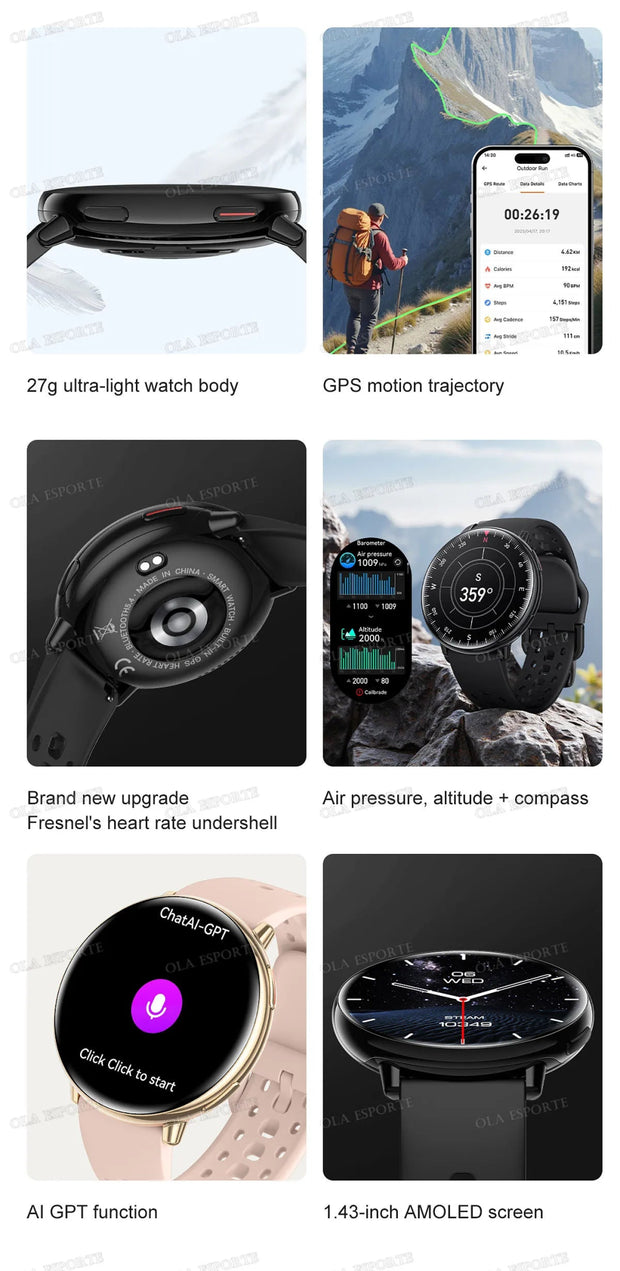 For Amazfit Active 2 GPS Smart Watch Men Women Ai GPT Amoled Waterproof Sport SmartWatch Compass NFC BT Call Watches for - Reboot Athletic Power – Santé, Sport et Récupération à domicile