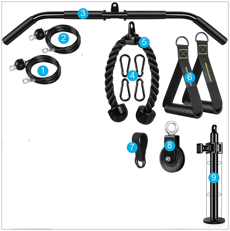 Home Fitness Pulley System – (Single Pulley with Long Pull Rod & 3 - Head Rope) - Reboot Athletic Power – Santé, Sport et Récupération à domicile