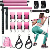 Kit de barre de Pilates avec bandes de résistance, barre de Pilates en 3 sections avec bandes empilables de 82 kg (180 lbs), équipement d&