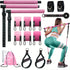 Kit de barre de Pilates avec bandes de résistance, barre de Pilates en 3 sections avec bandes empilables de 82 kg (180 lbs), équipement d&