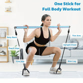 Kit de barre de Pilates réglable avec 4 bandes de résistance, barre de Pilates portable pour l&