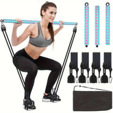 Kit de barre de Pilates réglable avec 4 bandes de résistance, barre de Pilates portable pour l&