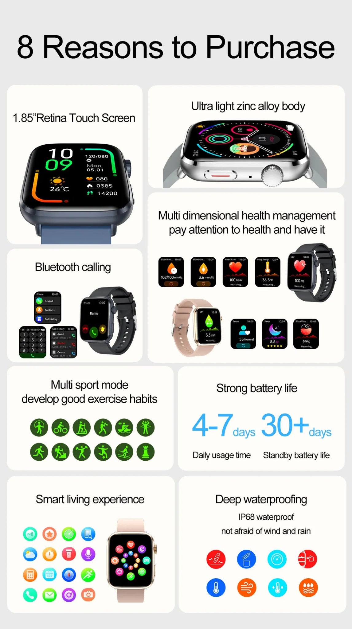 New Fashion NC SmartWatch For Men 1.85&