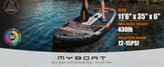 Planche de paddle gonflable Myboat neuve 3,50 m x 89 cm x 15 cm avec accessoires, extra large. - Reboot Athletic Power – Santé, Sport et Récupération à domicile
