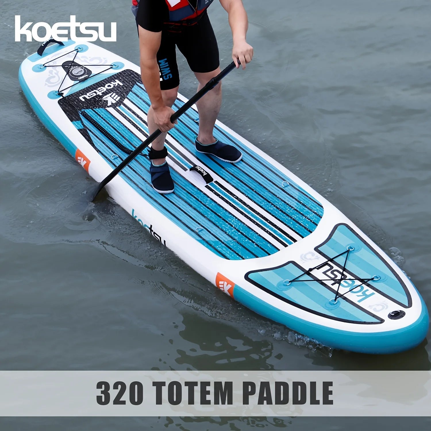 Planche de paddle KOETSU de 3,20 m (10 pieds 6 pouces), bleue et blanche, idéale pour les sports nautiques, les loisirs et le surf. - Reboot Athletic Power – Santé, Sport et Récupération à domicile