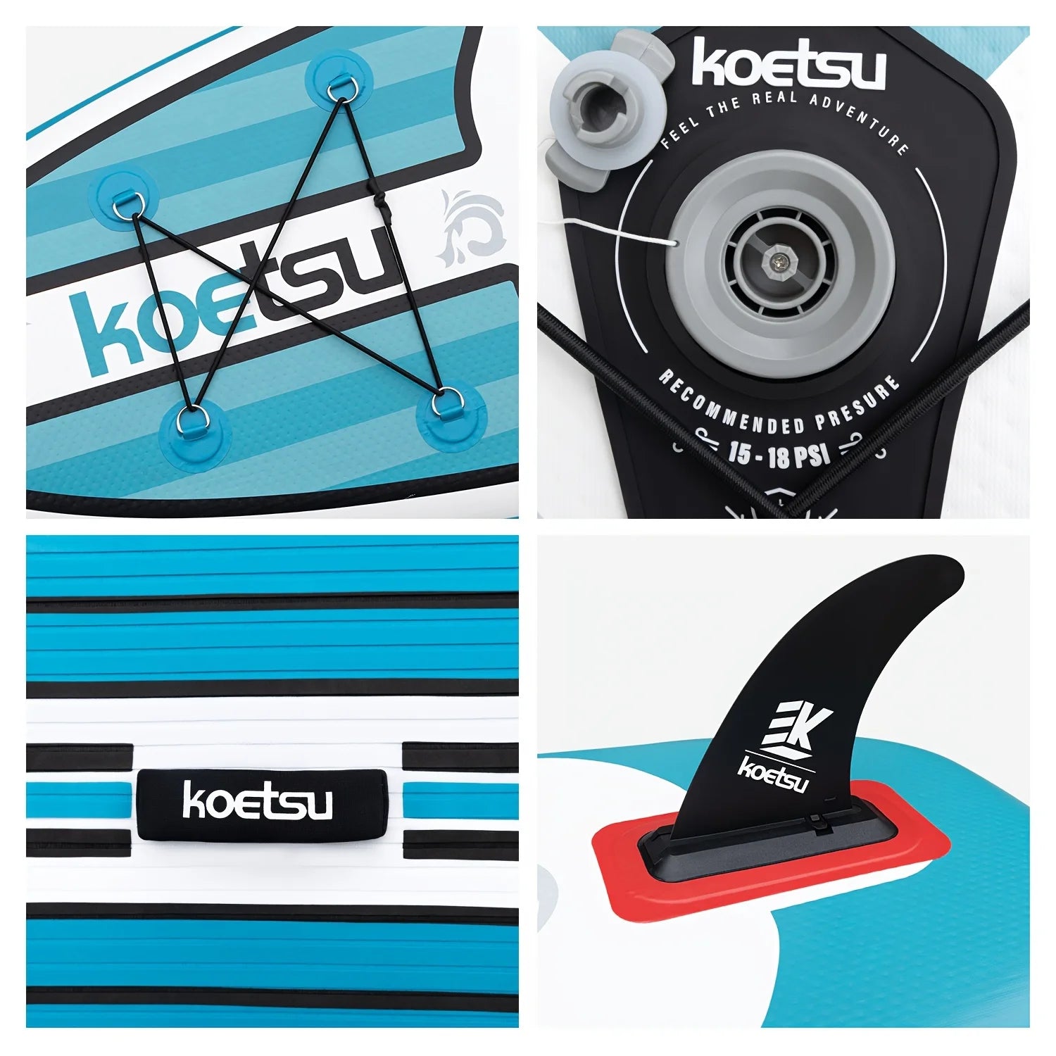 Planche de paddle KOETSU de 3,20 m (10 pieds 6 pouces), bleue et blanche, idéale pour les sports nautiques, les loisirs et le surf. - Reboot Athletic Power – Santé, Sport et Récupération à domicile