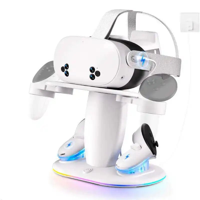 Station de charge tout - en - un Factory pour accessoires VR 2/3/3S compatible VR, AR et MR. Comprend un chargeur pour manettes, un support et un rangement pour casque. - Reboot Athletic Power – Santé, Sport et Récupération à domicile