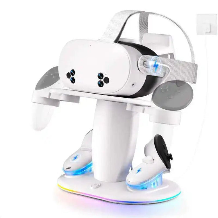 Station de charge tout - en - un Factory pour accessoires VR 2/3/3S compatible VR, AR et MR. Comprend un chargeur pour manettes, un support et un rangement pour casque. - Reboot Athletic Power – Santé, Sport et Récupération à domicile