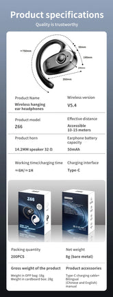 Z66 wireless earhook OWS open Bluetooth headset single ear non - in - ear air conduction headset with microphone sports headset - Reboot Athletic Power – Santé, Sport et Récupération à domicile